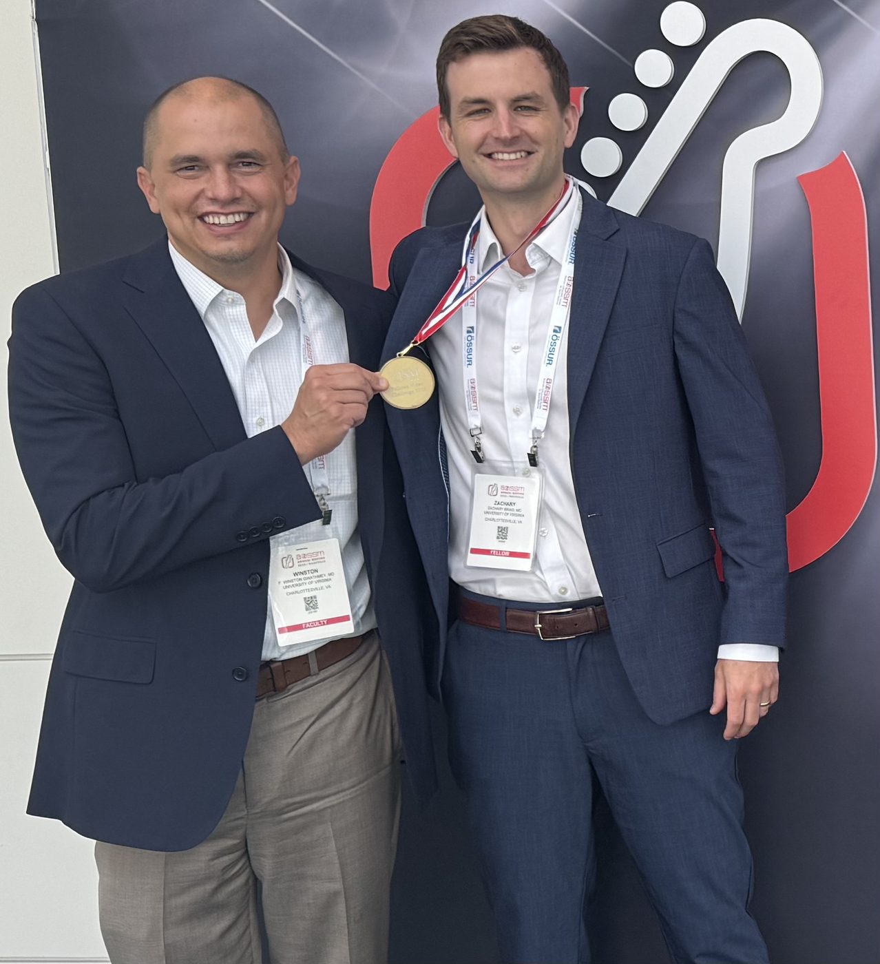 Dr. Gwathmey and his fellow with their Top Video award from the Video Journal of Sports Medicine